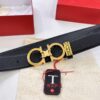 693200643a89a121ed550056 Salvatore Ferragamo Men's Belt, Genuine Crocodile Grain Full-Grain Calfskin, Reversible Design, 3.5cm Width, Precision 8-Shaped Steel Hardware, Adjustable Length, Ideal Gift