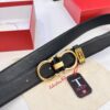 693200653a89a121ed550064 Salvatore Ferragamo Men's Belt, Genuine Top-Layer Calfskin with Crocodile Grain, Reversible Double-Sided Design, 3.5cm Width, New '8' Shaped Stainless Steel Hardware