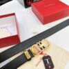 693200663a89a121ed550066 Salvatore Ferragamo Men's Belt, Genuine Top-Layer Calfskin with Crocodile Grain, Reversible Double-Sided Design, 3.5cm Width, New '8' Shaped Stainless Steel Hardware
