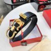 693200663a89a121ed550067 Salvatore Ferragamo Men's Belt, Genuine Top-Layer Calfskin with Crocodile Grain, Reversible Double-Sided Design, 3.5cm Width, New '8' Shaped Stainless Steel Hardware