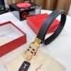 693200663a89a121ed550069 Salvatore Ferragamo Men's Belt, Genuine Top-Layer Calfskin with Crocodile Grain, Reversible Double-Sided Design, 3.5cm Width, New '8' Shaped Stainless Steel Hardware