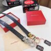 693200663a89a121ed55006a Salvatore Ferragamo Men's Belt, Genuine Top-Layer Calfskin with Crocodile Grain, Reversible Double-Sided Design, 3.5cm Width, New '8' Shaped Stainless Steel Hardware