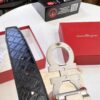 693200663a89a121ed55006e Salvatore Ferragamo Men's Belt, Genuine Crocodile Grain Top Layer Cowhide, Reversible Double-Sided Design, 3.5cm Width, New '8' Shaped Stainless Steel Hardware, Official Website Verified, Ideal for Gifting