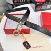 693200663a89a121ed550070 Salvatore Ferragamo Men's Belt, Genuine Crocodile Grain Top Layer Cowhide, Reversible Double-Sided Design, 3.5cm Width, New '8' Shaped Stainless Steel Hardware, Official Website Verified, Ideal for Gifting