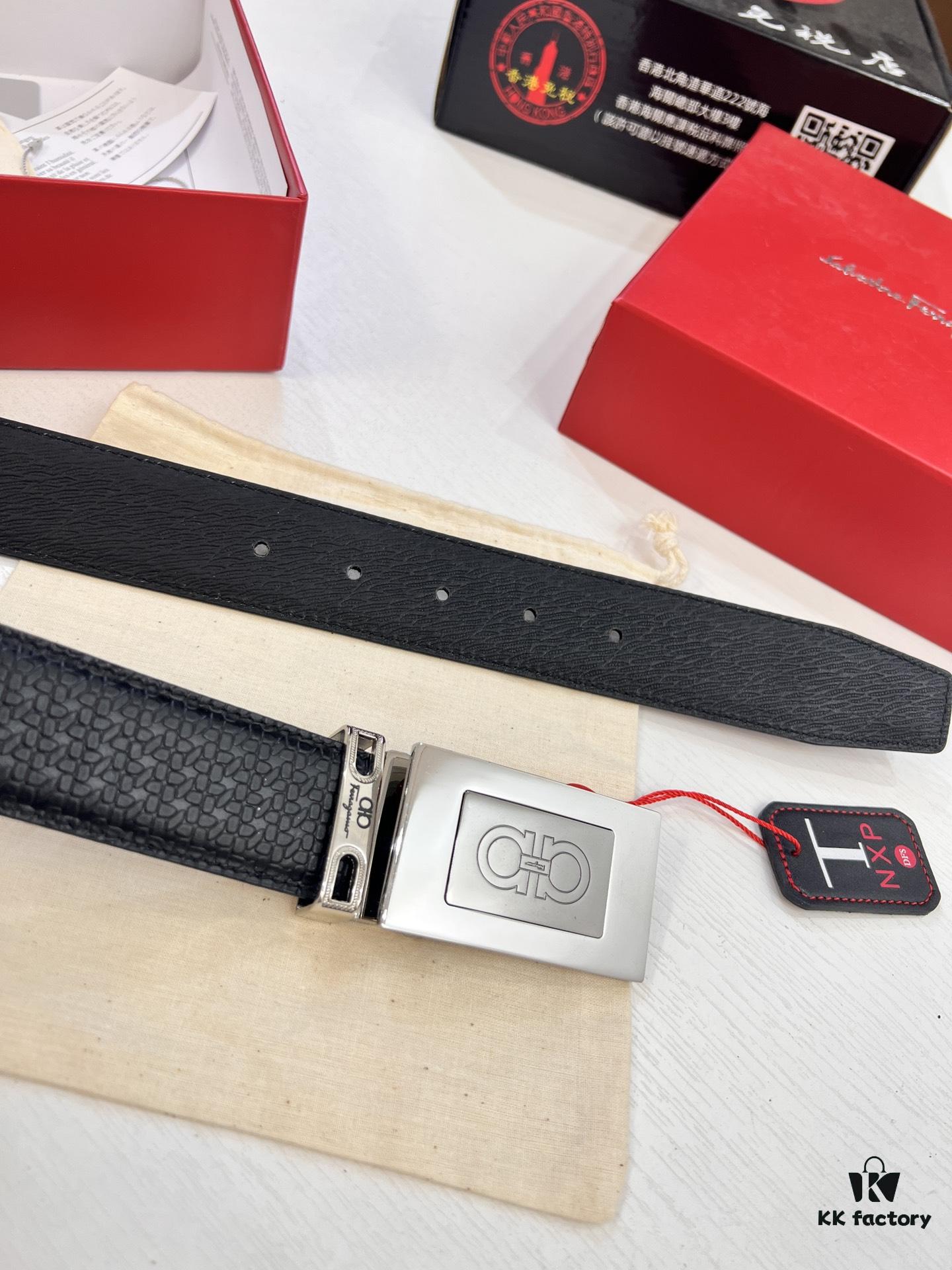 693200693a89a121ed55008b Salvatore Ferragamo Men's Belt, Genuine First-Layer Calfskin with Double-Sided Usage, New Simple Steel Hardware, 3.5cm Width
