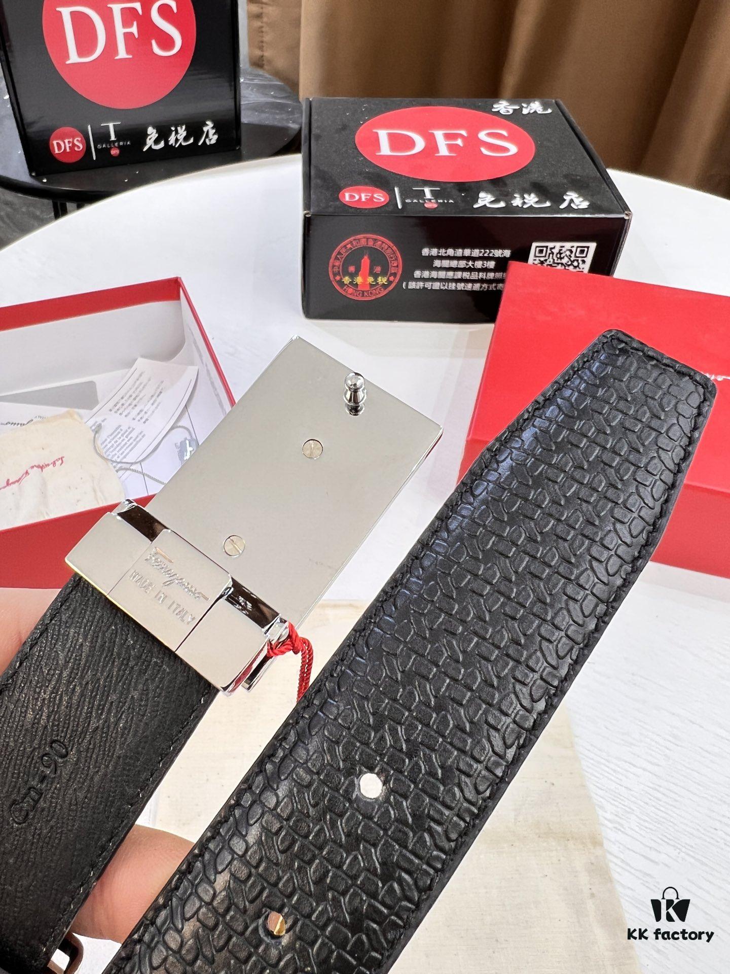 693200693a89a121ed55008c Salvatore Ferragamo Men's Belt, Genuine First-Layer Calfskin with Double-Sided Usage, New Simple Steel Hardware, 3.5cm Width