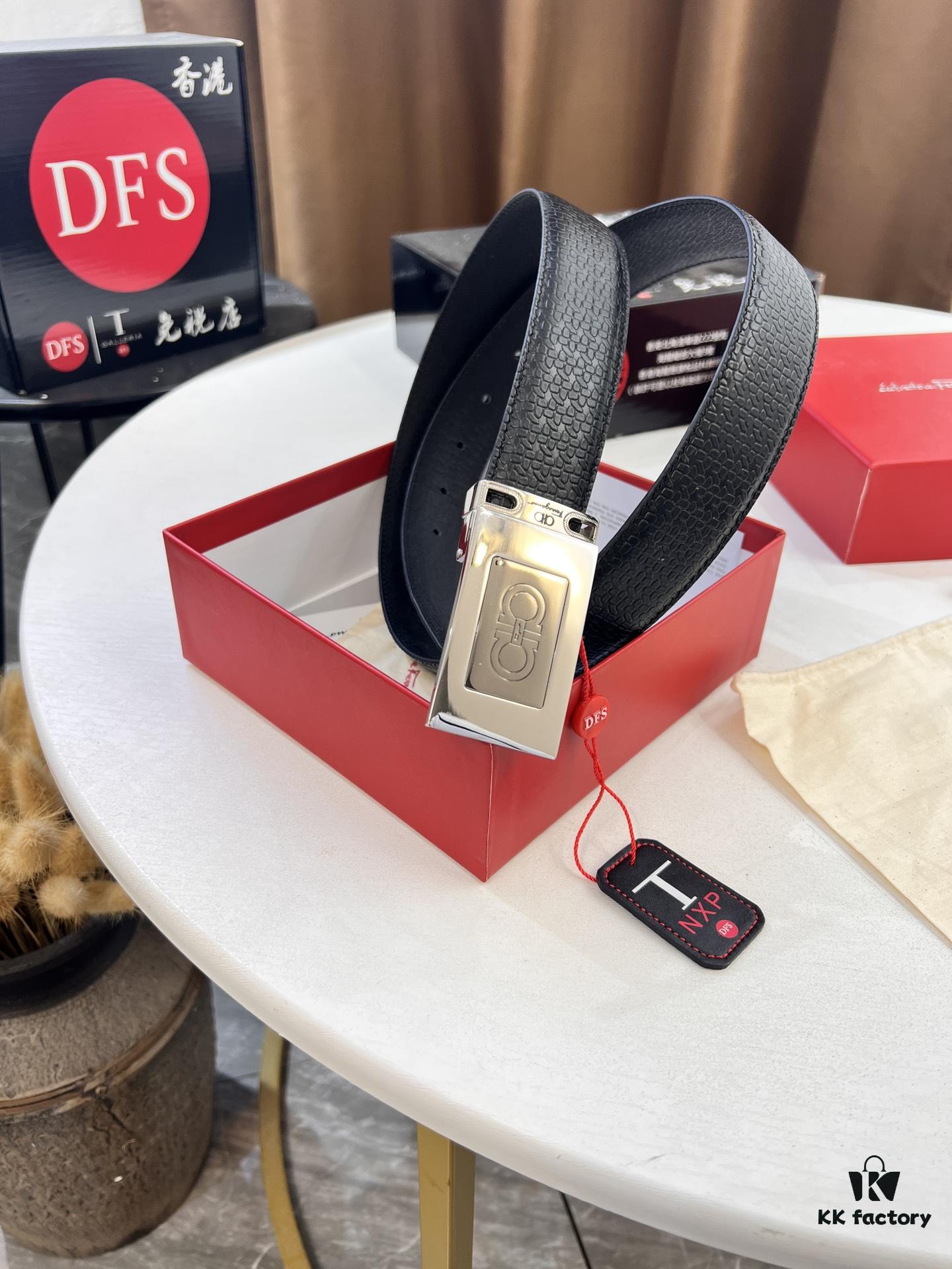 693200693a89a121ed55008d Salvatore Ferragamo Men's Belt, Genuine First-Layer Calfskin with Double-Sided Usage, New Simple Steel Hardware, 3.5cm Width