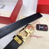 6932006b3a89a121ed5500ae Salvatore Ferragamo Men's Belt, Top Grain Calfskin with Double-Sided Wear, 3.5cm Width, Stainless Steel Buckle, Adjustable Length