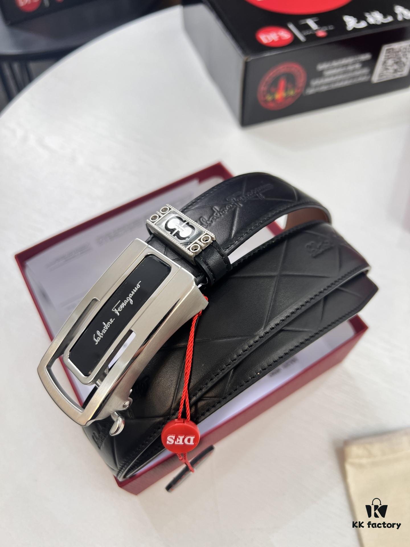 6932006e3a89a121ed5500cc Arrival! Filagrando Men's Automatic Series Leather Belt with 8-Shaped Beveled Pattern, Top-Quality Full-Grain Cattlehide, Stainless Steel Hardware, 3.5cm Width