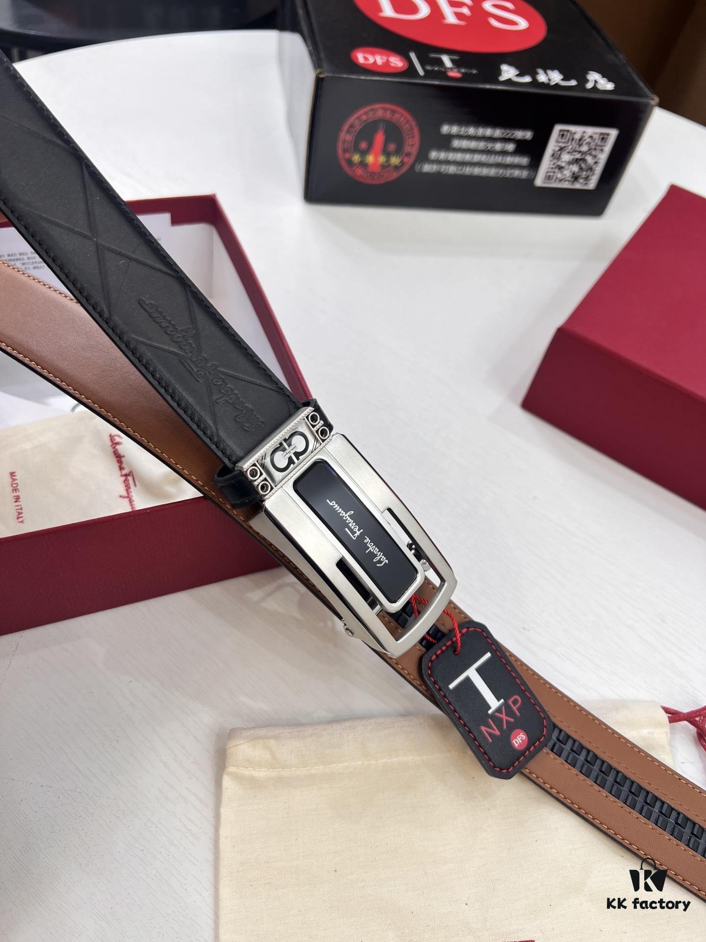 6932006e3a89a121ed5500cd Arrival! Filagrando Men's Automatic Series Leather Belt with 8-Shaped Beveled Pattern, Top-Quality Full-Grain Cattlehide, Stainless Steel Hardware, 3.5cm Width