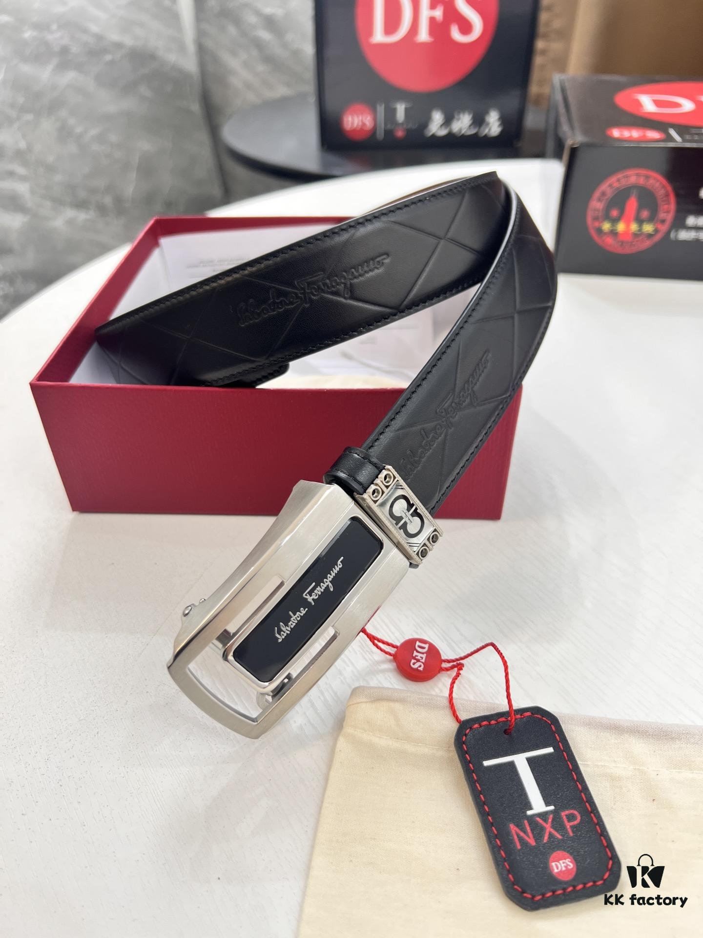 6932006e3a89a121ed5500ce Arrival! Filagrando Men's Automatic Series Leather Belt with 8-Shaped Beveled Pattern, Top-Quality Full-Grain Cattlehide, Stainless Steel Hardware, 3.5cm Width