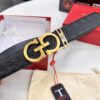 Arrival of Salvatore Ferragamo Men's Automatic Series Leather Belt with ZP Molded 8-Shaped Beveled Pattern and Stainless Steel Hardware