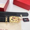 Arrival of Salvatore Ferragamo Men's Automatic Series Leather Belt with ZP Molded 8-Shaped Beveled Pattern and Stainless Steel Hardware