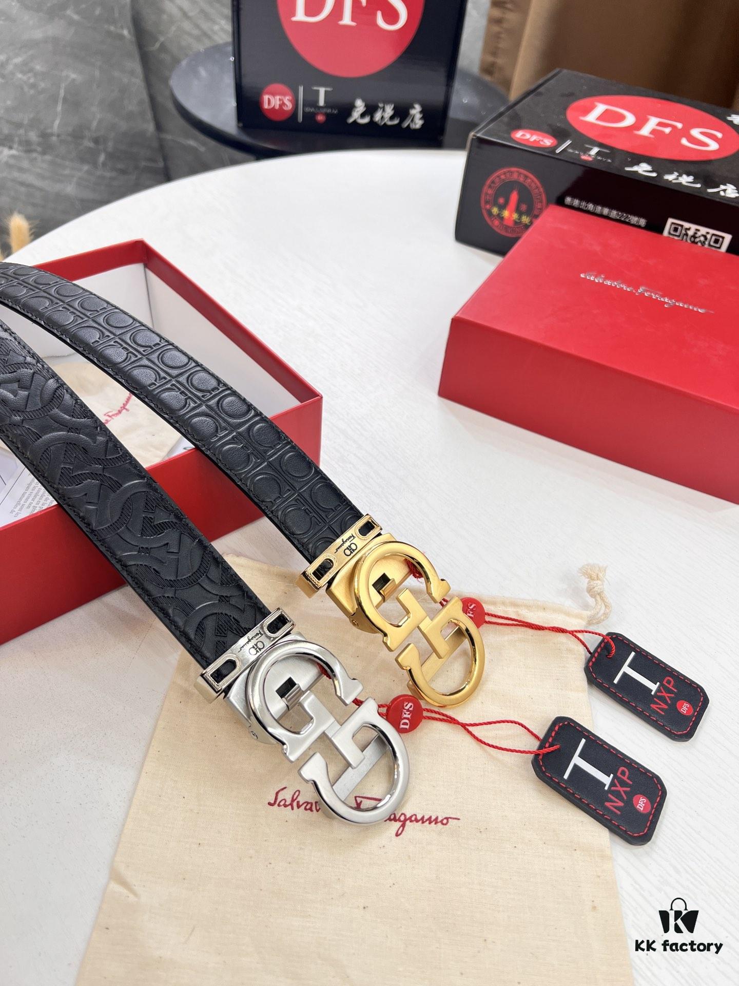 693200703a89a121ed5500eb Salvatore Ferragamo Men's Automatic Belt, Top-Quality Imported Full-Grain Calfskin with Steel Hardware, 3.5cm Width, Figure-Eight Textured Buckle