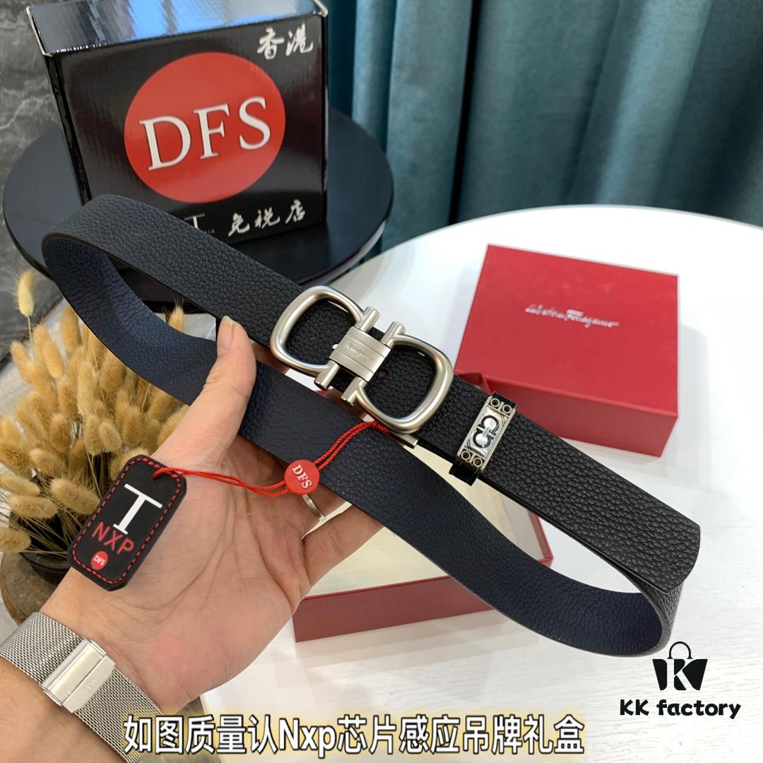 6932008a3a89a121ed5500f9 Ferragamo Belt, Genuine Imported Full-Grain Leather, Reversible Double-Sided Design, 3.5cm Width, Customizable Length, Original Logo Embossing, Hong Kong Duty-Free Gift Box