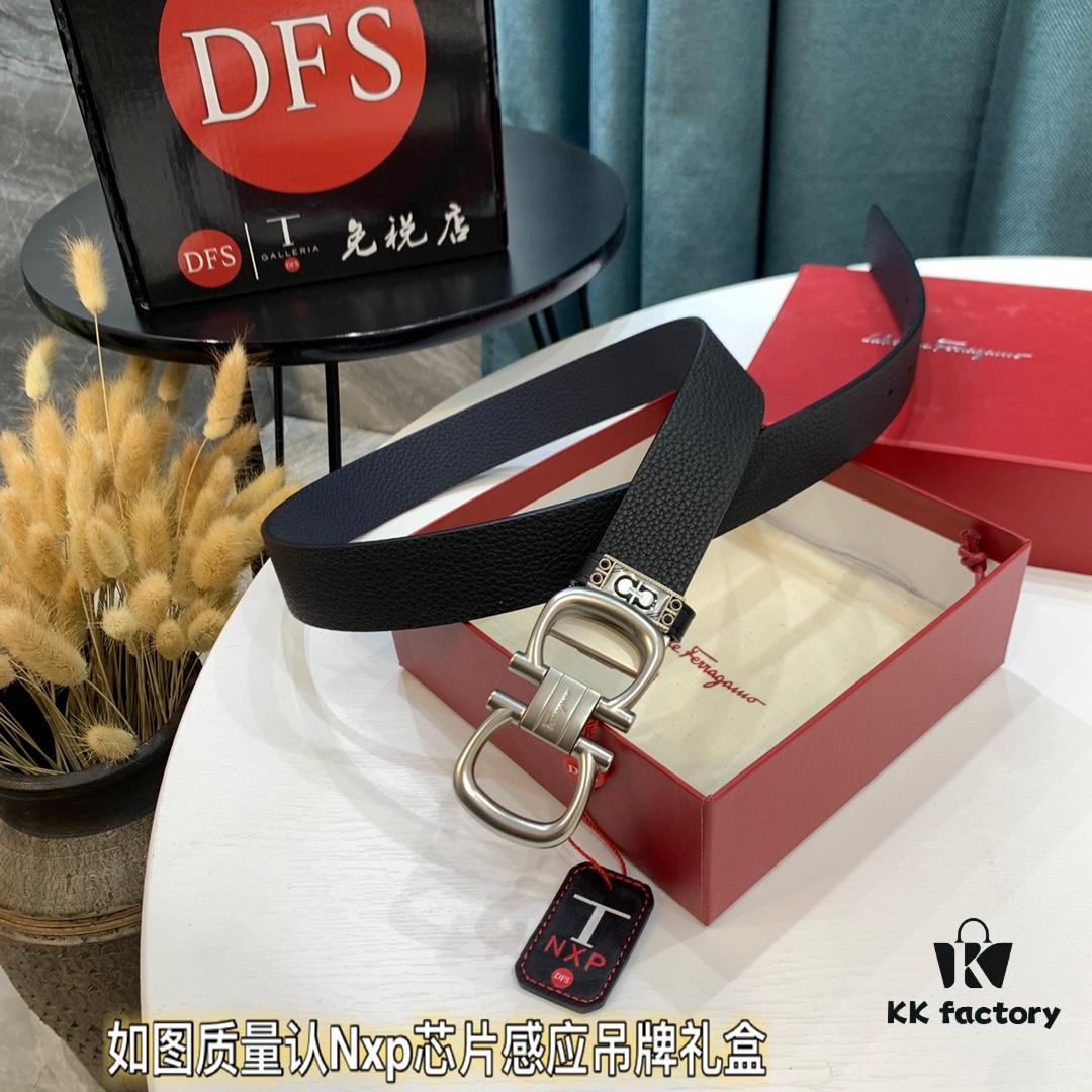 6932008a3a89a121ed5500fe Ferragamo Belt, Genuine Imported Full-Grain Leather, Reversible Double-Sided Design, 3.5cm Width, Customizable Length, Original Logo Embossing, Hong Kong Duty-Free Gift Box