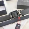 693200a63a89a121ed55013d Prada Men's Belt, Double-Sided Use, Aged Rotating Hardware, 3.5cm Width, Top-Grade Imported Cross-Grain Cowhide Leather