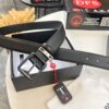 693200a63a89a121ed550140 Prada Men's Belt, Double-Sided Use, Aged Rotating Hardware, 3.5cm Width, Top-Grade Imported Cross-Grain Cowhide Leather