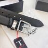 693200a63a89a121ed550145 Prada Men's Belt, Double-Sided Use, Aged Rotating Hardware, 3.5cm Width, Top-Grade Imported Cross-Grain Calfskin Leather