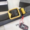 693200a73a89a121ed55014b Prada Men's Belt, Dual-Sided Use, Aged Rotating Hardware, 3.5cm Width, Top-Grade Imported Cowhide with Cross Texture