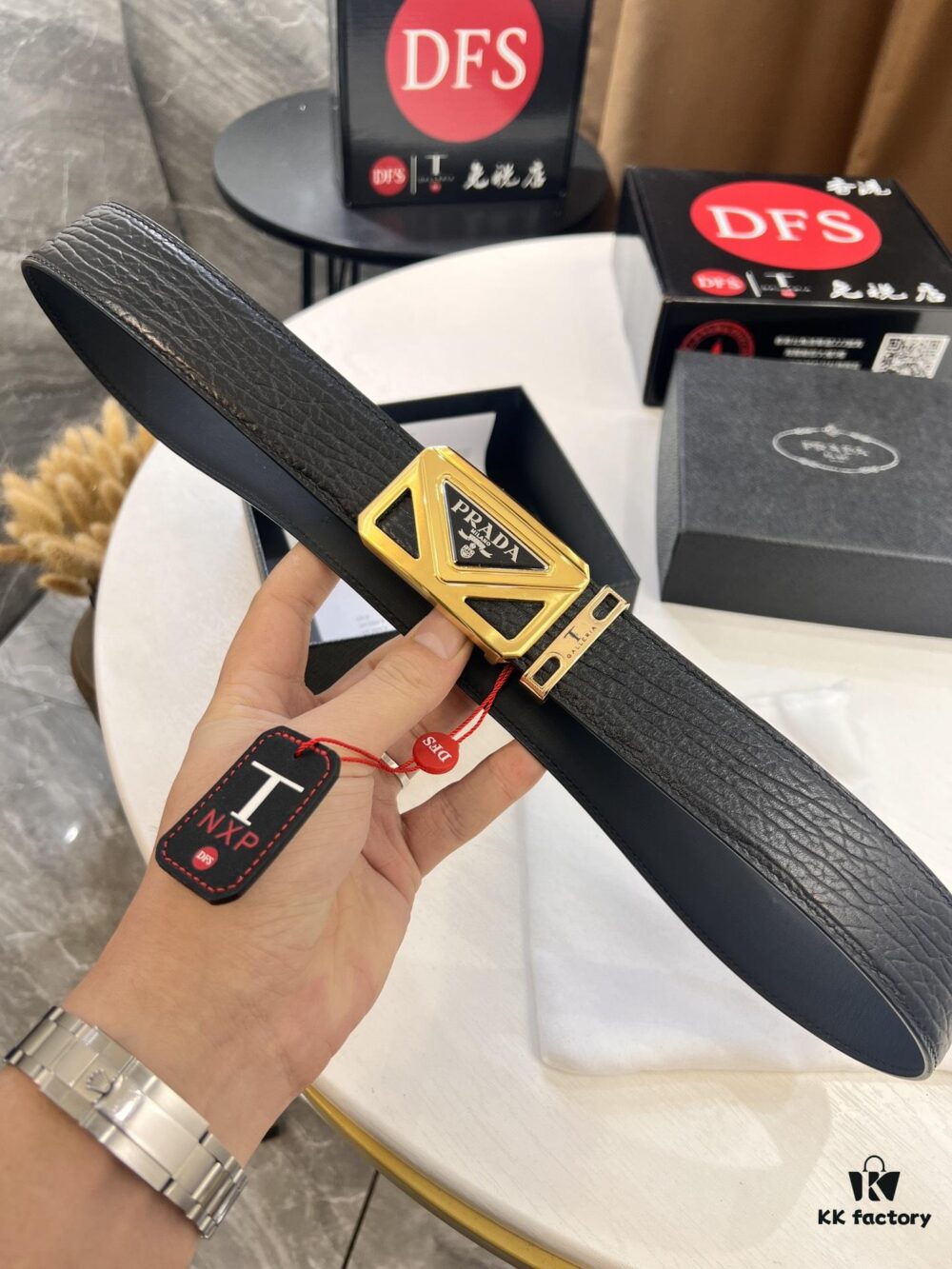 693200a83a89a121ed55015f Prada Hong Kong Duty-Free Gift Box Genuine Leather Belt with Elephant Texture from South Africa