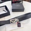 693200a93a89a121ed550167 Prada Hong Kong Duty-Free Gift Box Genuine Leather Belt with Elephant Grain Calfskin and Stainless Steel Hardware