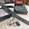 693200a93a89a121ed55016b Prada Hong Kong Duty-Free Gift Box Genuine Leather Belt with Elephant Grain Calfskin and Stainless Steel Hardware