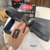693200a93a89a121ed55016d Prada Style Hong Kong Tax-Free Gift Box Leather Belt with Square Buckle, Cross-Grain Calfskin Men's Formal Belt