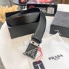 693200aa3a89a121ed550172 Prada Style Hong Kong Tax-Free Gift Box Leather Belt with Square Buckle, Cross-Grain Calfskin Men's Formal Belt