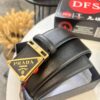 693200aa3a89a121ed550178 Prada Style Hong Kong Duty-Free Gift Box Leather Belt for Men, Cross-Grain Calfskin with Square Buckle, 3.5cm Width, Premium Craftsmanship