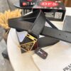 693200aa3a89a121ed550179 Prada Style Hong Kong Duty-Free Gift Box Leather Belt for Men, Cross-Grain Calfskin with Square Buckle, 3.5cm Width, Premium Craftsmanship