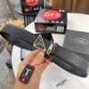 693200aa3a89a121ed55017b Prada Style Hong Kong Duty-Free Gift Box Leather Belt - Cross-Grain Calfskin with NXP Anti-Counterfeit Chip, Polished Metal Buckle, 3.5cm Width
