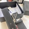 693200ab3a89a121ed55017d Prada Style Hong Kong Duty-Free Gift Box Leather Belt - Cross-Grain Calfskin with NXP Anti-Counterfeit Chip, Polished Metal Buckle, 3.5cm Width