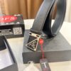 693200ab3a89a121ed550180 Prada Style Hong Kong Duty-Free Gift Box Leather Belt - Cross-Grain Calfskin with NXP Anti-Counterfeit Chip, Polished Metal Buckle, 3.5cm Width