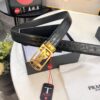 693200ab3a89a121ed550186 Prada Automatic Buckle Belt, Genuine Crocodile-Textured Top Layer Imported Leather, 3.5cm Width, Smooth Slide Track Closure