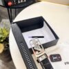 693200ac3a89a121ed55018b Prada Automatic Buckle Belt, Premium Crocodile-Textured Top Layer Imported Leather, 3.5cm Width, Smooth Slide Closure, Polished Black Coated Stainless Steel Hardware