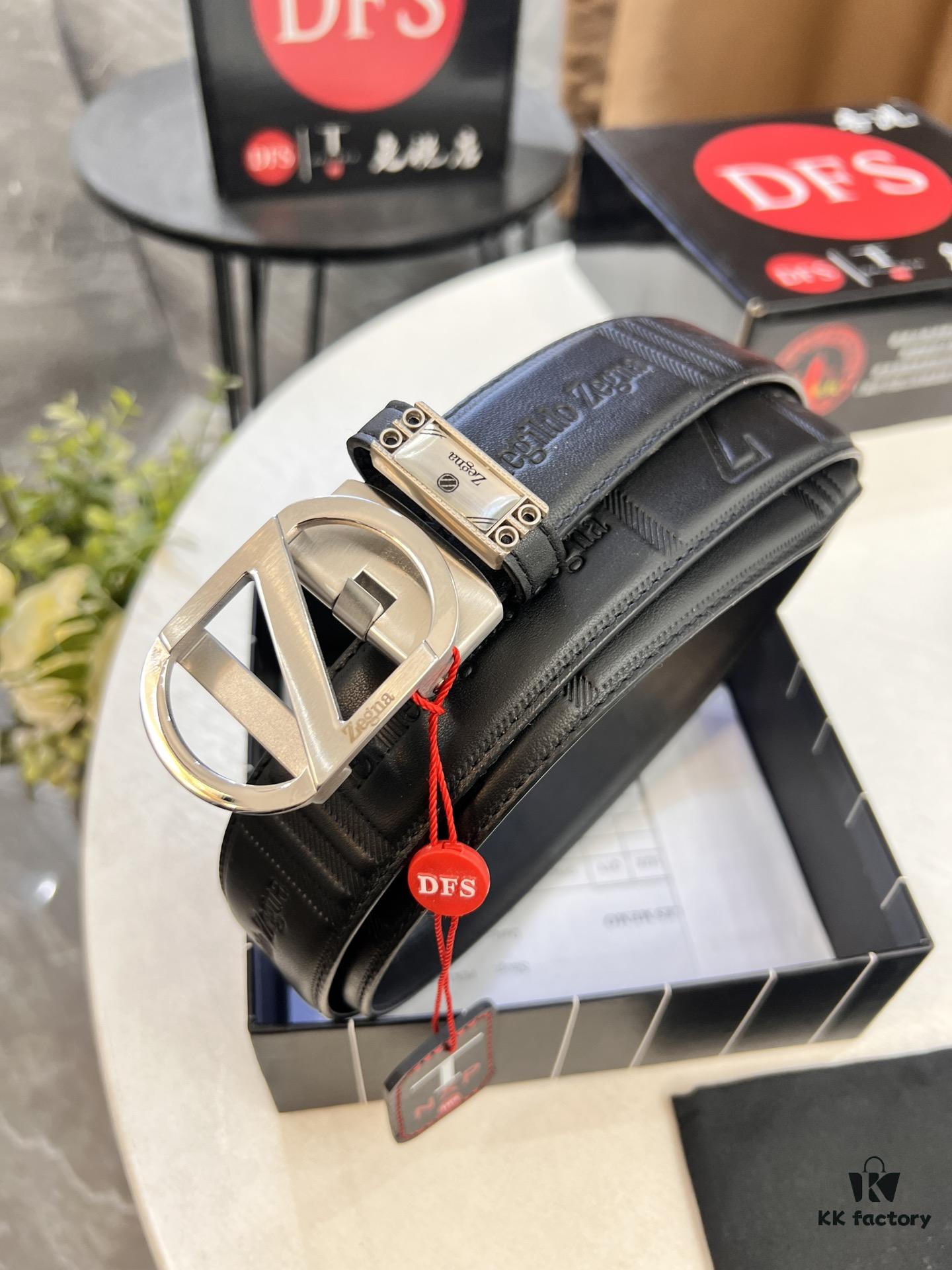 693200ac3a89a121ed550193 Zegna Original Factory Order, Hong Kong Tax-Free Gift Box (NXP Tag with Website-Verifiable Genuine Anti-Counterfeit Chip), Z-Shaped Buckle Stainless Steel Hardware, Automatic Pulley Series, Top-Tier Leather Belt Supporting Authentication