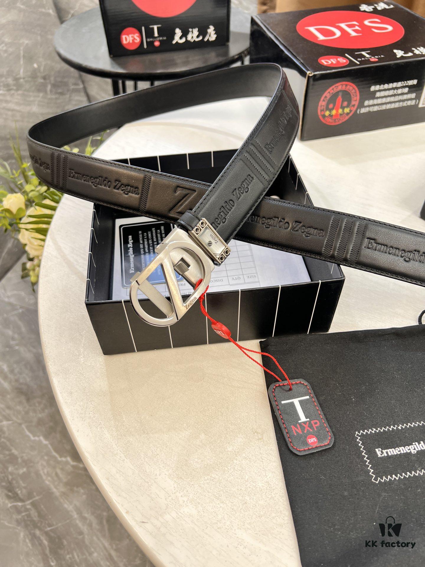 693200ac3a89a121ed550194 Zegna Original Factory Order, Hong Kong Tax-Free Gift Box (NXP Tag with Website-Verifiable Genuine Anti-Counterfeit Chip), Z-Shaped Buckle Stainless Steel Hardware, Automatic Pulley Series, Top-Tier Leather Belt Supporting Authentication