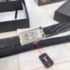 693200ad3a89a121ed550198 Prada Automatic Buckle Belt, Genuine Crocodile-Embossed Top-Layer Imported Leather, 3.5cm Width, Premium Business Formal Belt with Smooth Slide Closure