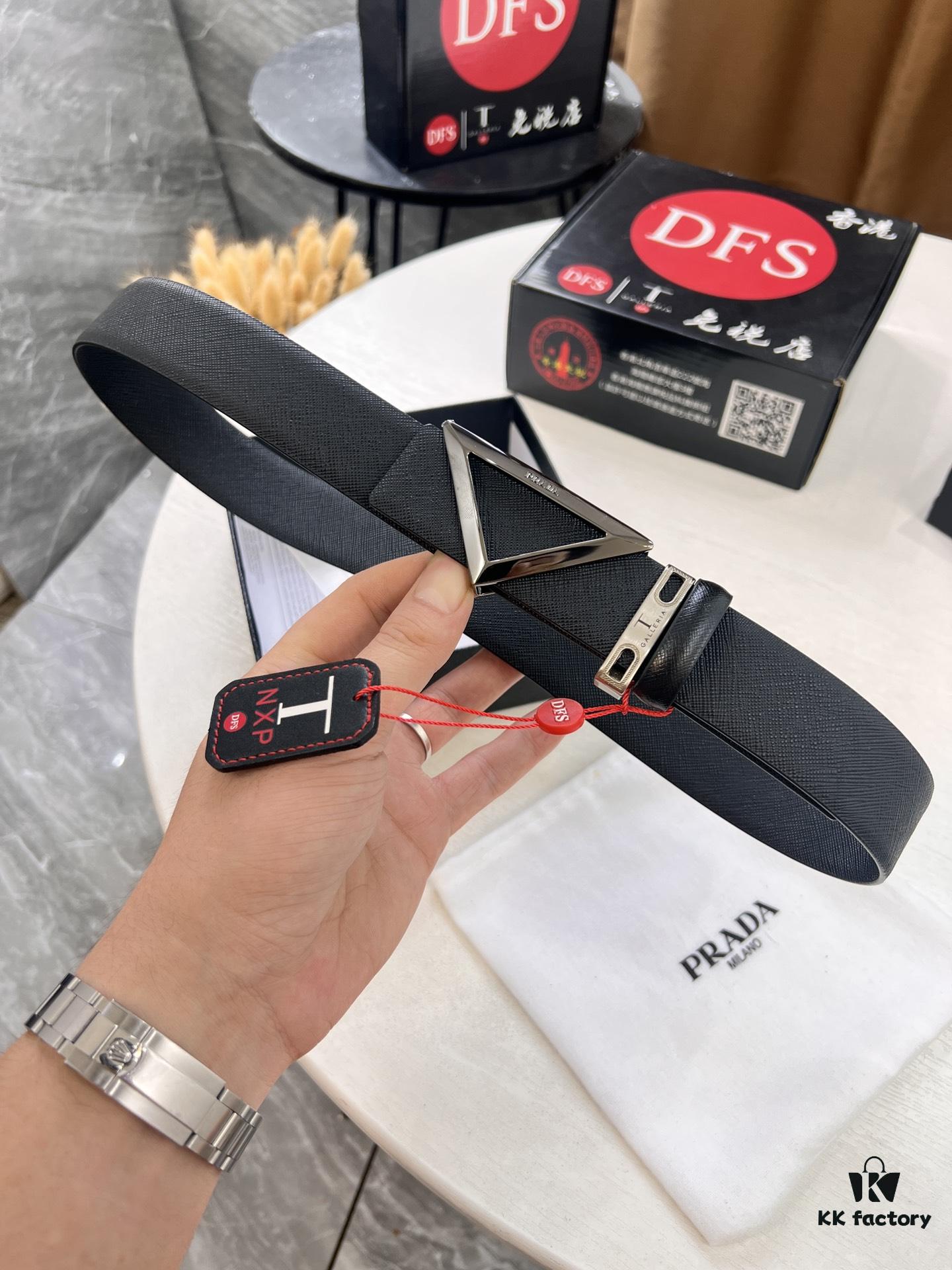 693200ae3a89a121ed5501ac Prada Style V, Hong Kong Duty-Free Gift Box 🎁 (NXP Tag with Verifiable Anti-Counterfeit Chip, Official Website Recognizable), Triangle Buckle Hardware, Electroplated and Polished Finish, Double-Sided Wearable Belt – Trending Couple's Fashion