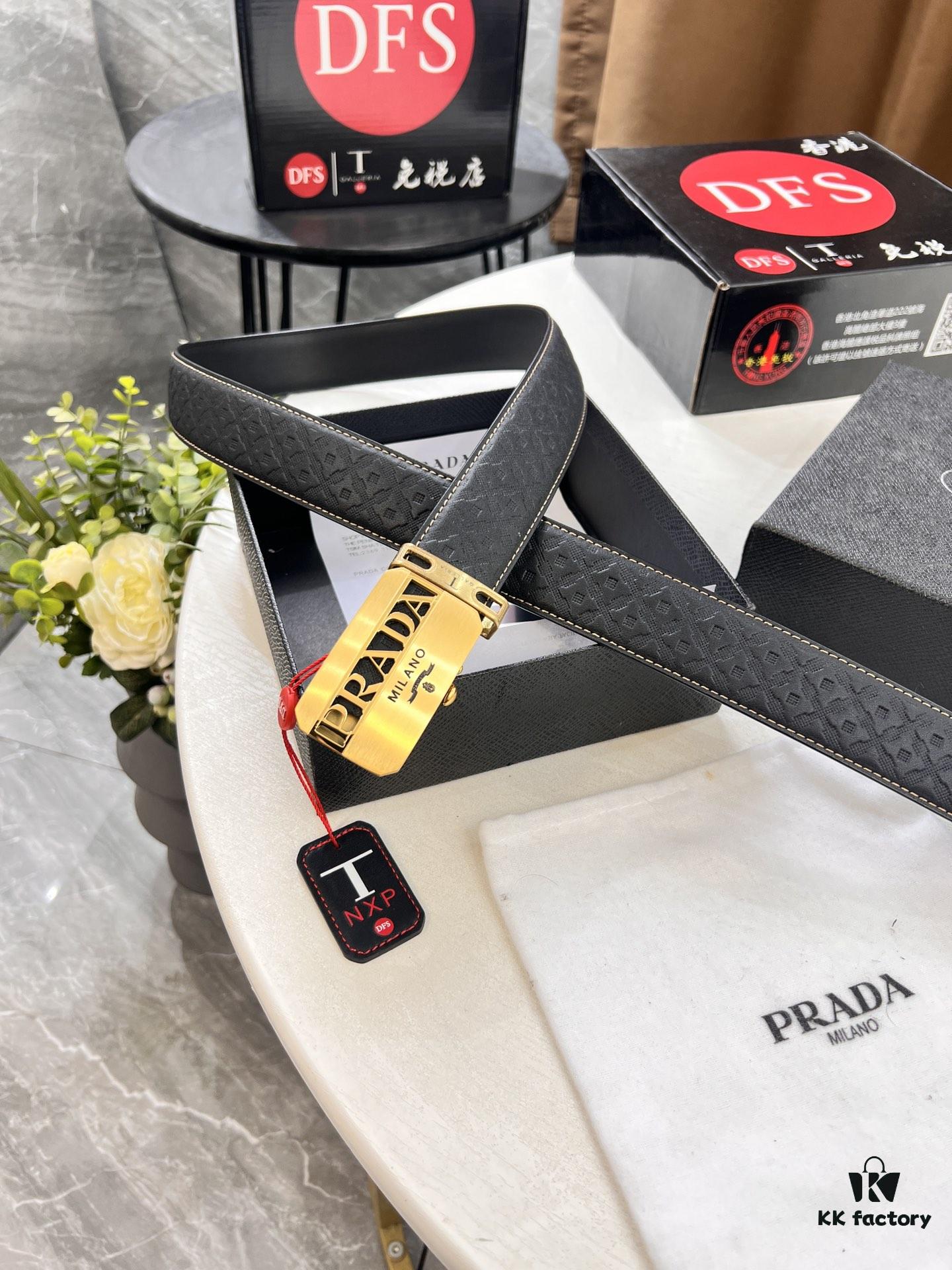 693200b03a89a121ed5501c6 Prada Automatic Buckle Belt, Genuine Imported Cowhide with Basketball Texture, Top-Quality Business Formal Belt