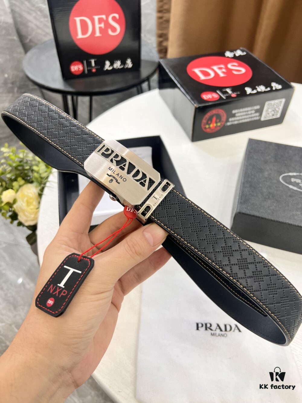 693200b03a89a121ed5501c8 Prada Automatic Buckle Belt, Full-Grain Imported Calfskin with Basketball Texture, Slim 3.5cm Width, Top-Quality Business Formal Belt
