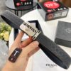 Prada Automatic Buckle Belt, Genuine Imported Cowhide with Basketball Texture, Top-Quality Business Formal Belt