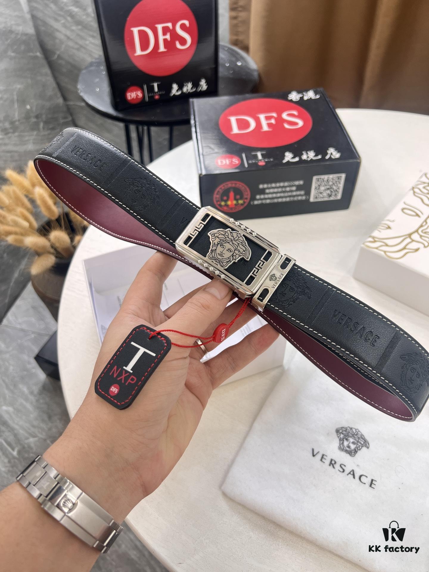 693200c33a89a121ed5501f2 Versace Belt New Model Genuine Leather Soft Feel Reversible Double-Sided Use Medusa Head Embossed Top Layer Cowhide 3.8cm Width Fashion Brand Belt with NXP Anti-Counterfeit Chip