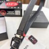 693200cb3a89a121ed550204 Prada Men's Leather Belt, Genuine Imported Cowhide with Cross-Texture, 3.5 cm Width, Double Color, ZP Molded Pin Buckle Hardware