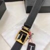 693200cc3a89a121ed550211 Prada Men's Leather Belt, Genuine Imported Cowhide with Cross-Texture, 3.5 cm Width, Double Color, ZP Molded Buckle Hardware