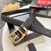 693200cc3a89a121ed550212 Prada Men's Leather Belt, Genuine Imported Cowhide with Cross-Texture, 3.5 cm Width, Double Color, ZP Molded Buckle Hardware
