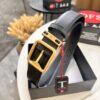 693200cc3a89a121ed550213 Prada Men's Leather Belt, Genuine Imported Cowhide with Cross-Texture, 3.5 cm Width, Double Color, ZP Molded Buckle Hardware