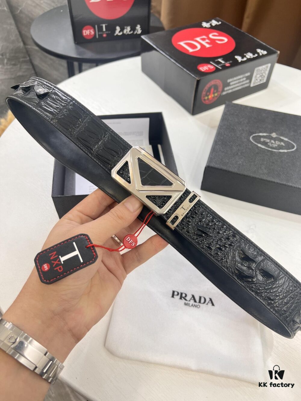 693200d93a89a121ed550239 Prada Hong Kong Duty-Free Gift Box Genuine Leather Belt with Anti-Counterfeit Certification