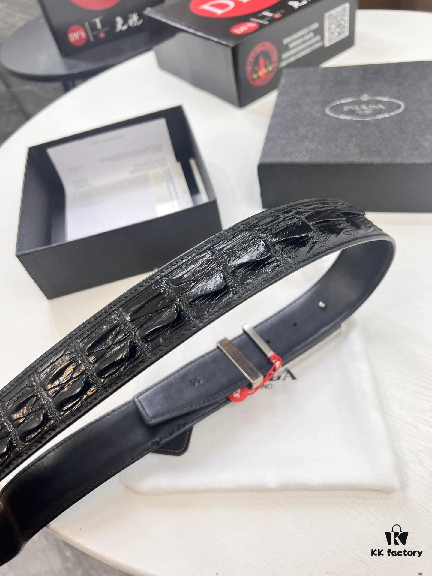693200d93a89a121ed55023a Prada Hong Kong Duty-Free Gift Box Genuine Leather Belt with Anti-Counterfeit Certification